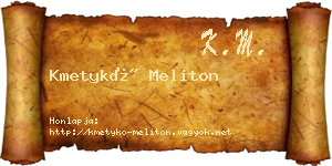 Kmetykó Meliton névjegykártya